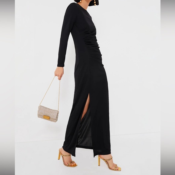 Black Ruched Nicole Dress - Picture 3 of 11